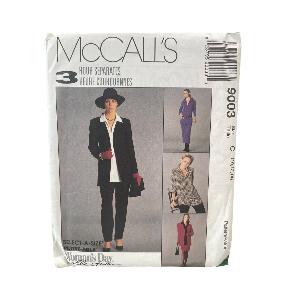 McCall's 9003 Sewing Pattern Women Size 10 12 14 Vintage 80s Separates Jacket